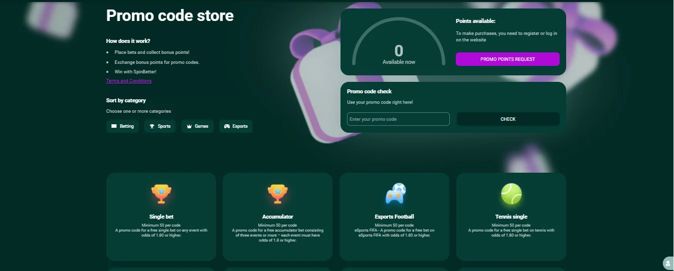 Spinbetter promo codes